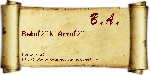 Babák Arnó névjegykártya